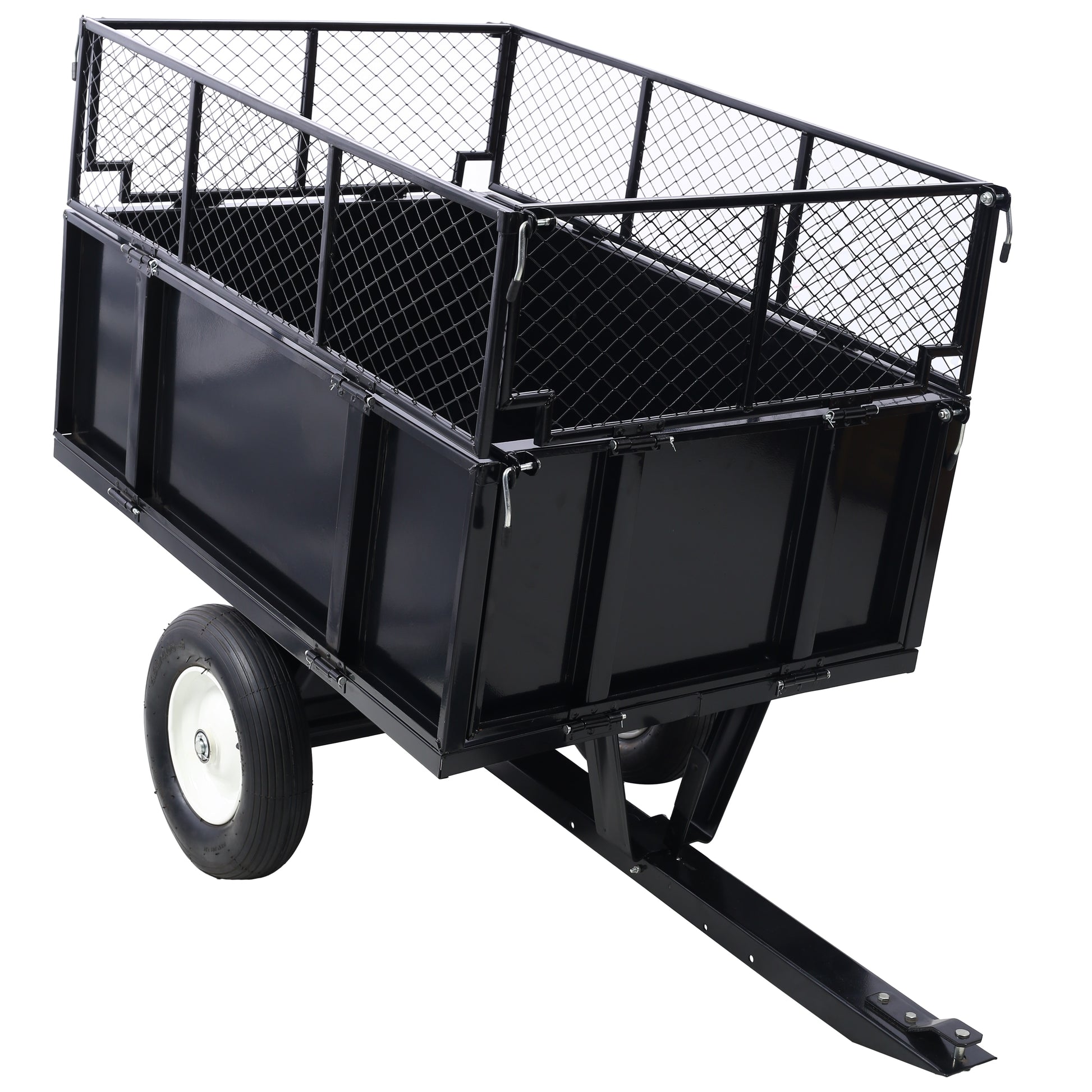 Tatayosi ATV Trailer Steel Dump Cart 750lbs 22 Cubic Feet Utility Trailer Lawn Garden Trailer with Heavy Duty Tow Behind Carts and Removable Sides for Tractors ATV UTV Lawn Mowers