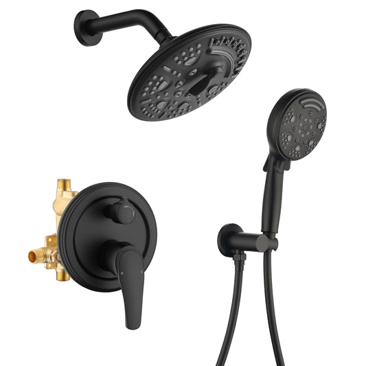 Poinic Matte Black 8-in Built-In ShowerÂ FaucetÂ System with 2-way Diverter ( Pressure-balanced Valve Included )