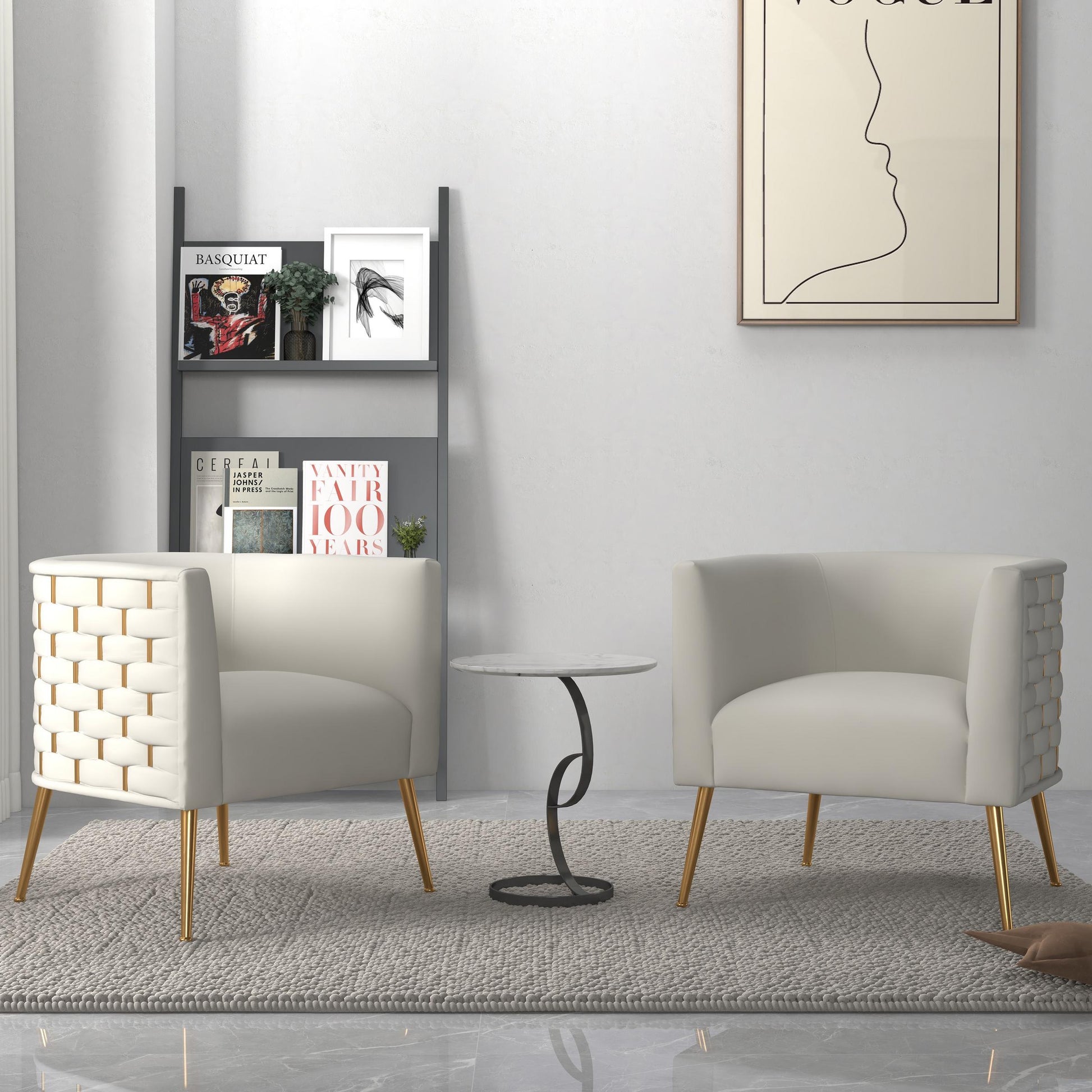 SEYNAR  Mid Century Modern Velvet Round Accent Chair for Living Room set of 2