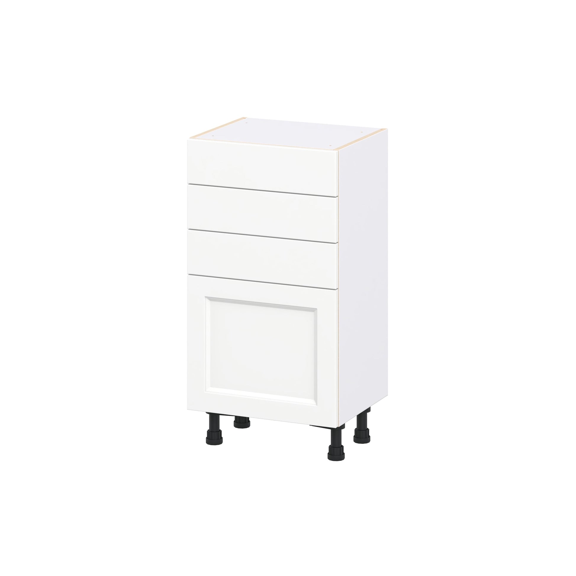 Hugo&Borg Riviera 18-in W x 34.5-in H x 14.75-in D Bright White 3 -Drawers Base Fully Assembled Cabinet Recessed Panel Shaker