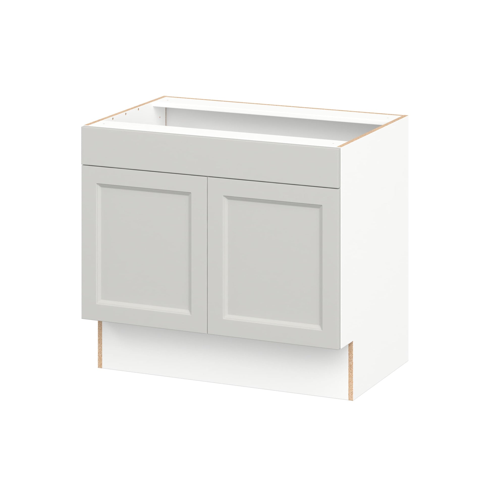 Hugo&Borg Belcourt 36-in W x 32.5-in H x 24.5-in D Painted Light Gray Sink Base Fully Assembled Cabinet Recessed Panel Shaker