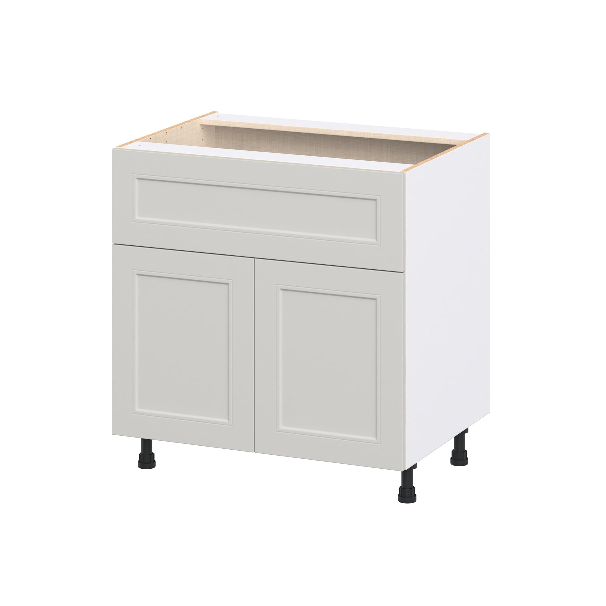 Hugo&Borg Belcourt 33-in W x 34.5-in H x 24.5-in D Painted Light Gray Base Fully Assembled Cabinet Recessed Panel Shaker
