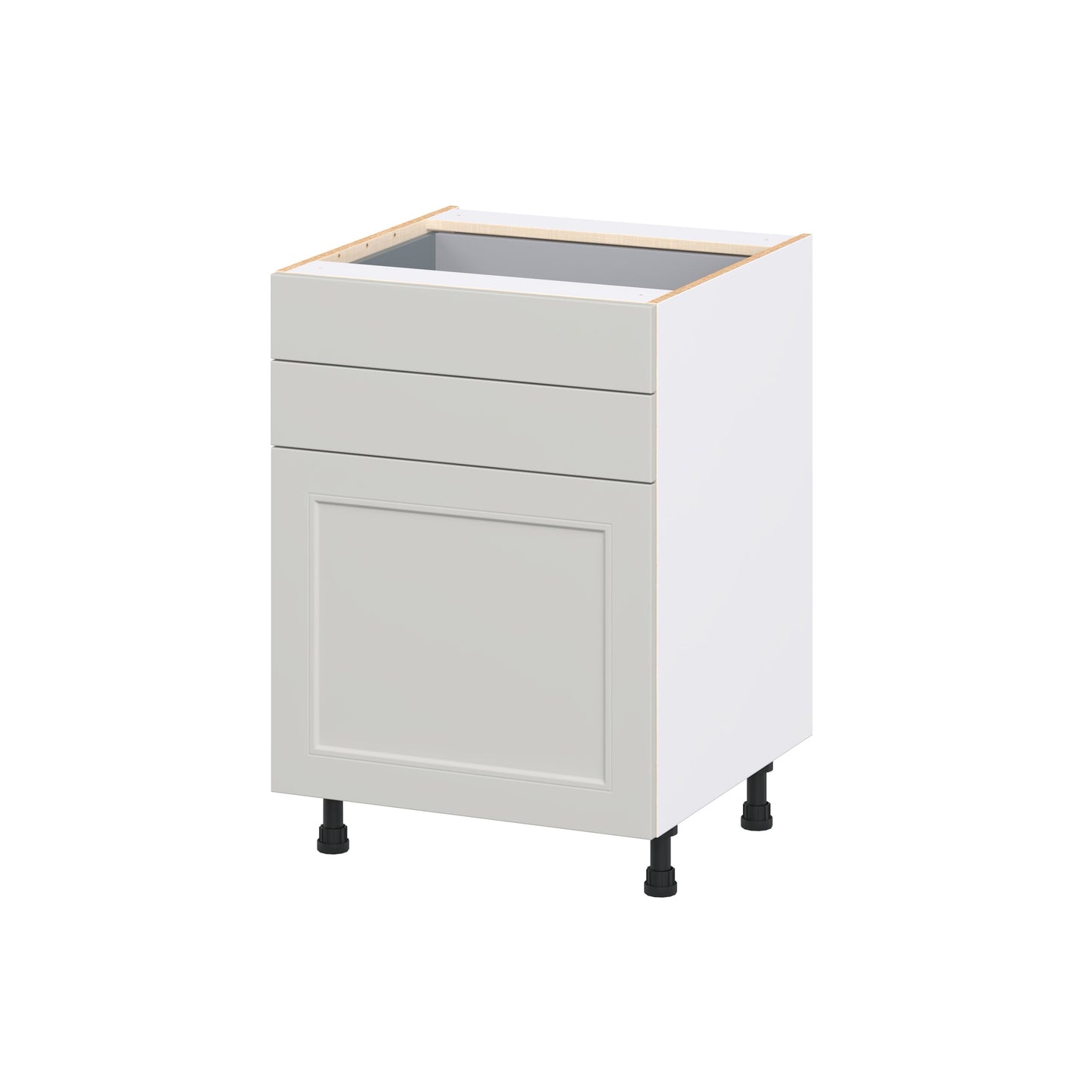 Hugo&Borg Belcourt 24-in W x 34.5-in H x 24.5-in D Painted Light Gray 2 -Drawers Base Fully Assembled Cabinet Recessed Panel Shaker