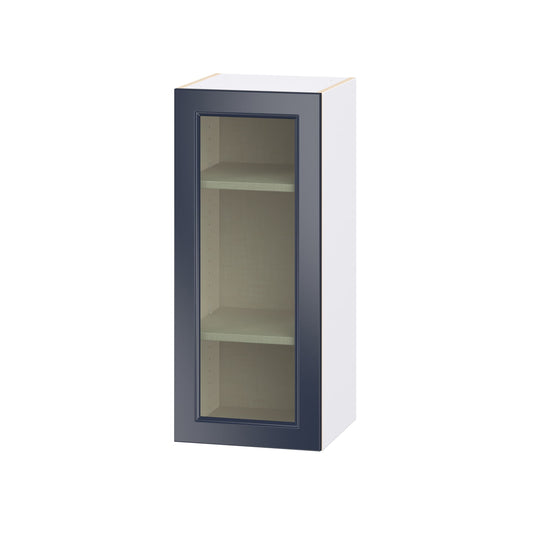 Hugo&Borg Lorette 15-in W x 35-in H x 14.75-in D Navy Blue Wall Fully Assembled Cabinet Glass Panel Glass