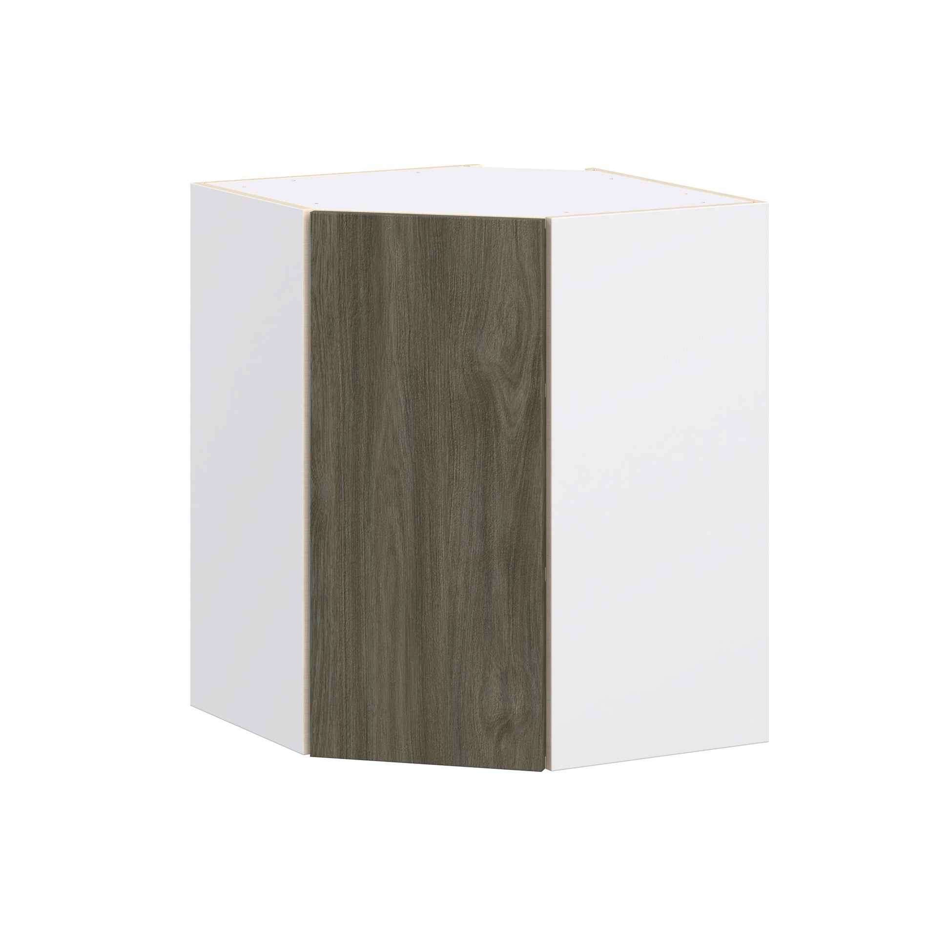 Hugo&Borg Savane 24-in W x 30-in H x 24.5-in D Burnt Walnut Diagonal Corner Wall Fully Assembled Cabinet Flat Panel Slab