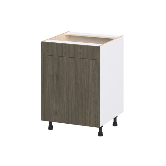 Hugo&Borg Savane 24-in W x 34.5-in H x 24.5-in D Burnt Walnut Sink Base Fully Assembled Cabinet Flat Panel Slab