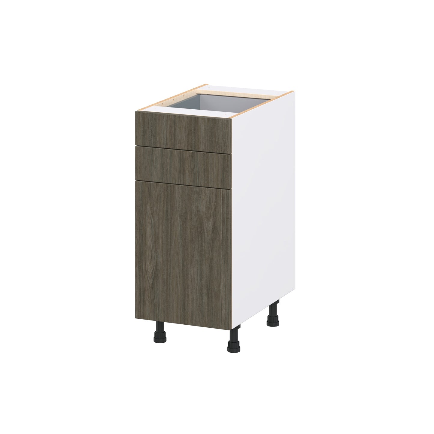 Hugo&Borg Savane 15-in W x 34.5-in H x 24.5-in D Burnt Walnut 2 -Drawers Base Fully Assembled Cabinet Flat Panel Slab