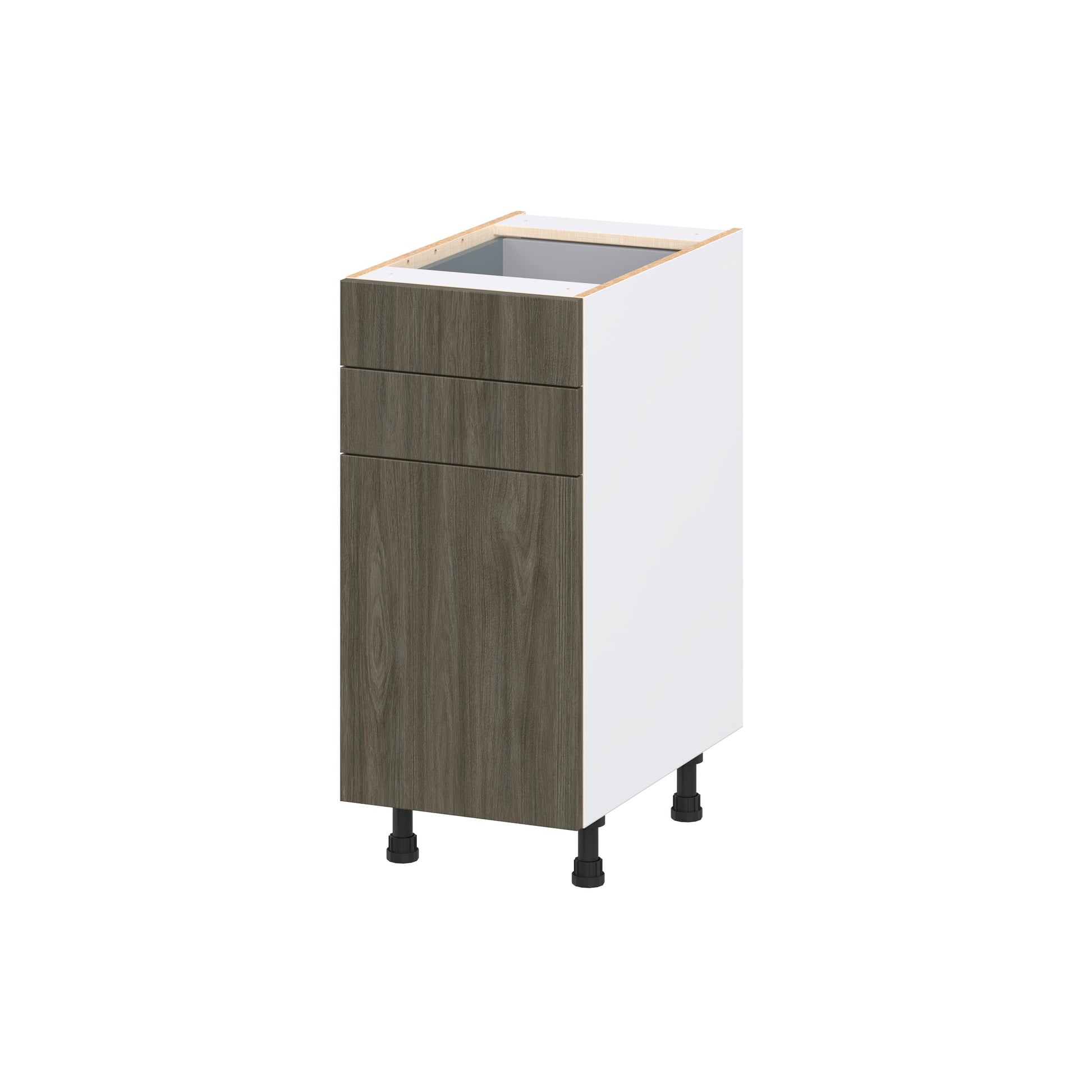 Hugo&Borg Savane 15-in W x 34.5-in H x 24.5-in D Burnt Walnut 2 -Drawers Base Fully Assembled Cabinet Flat Panel Slab