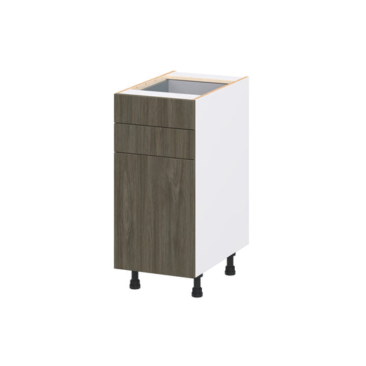 Hugo&Borg Savane 15-in W x 34.5-in H x 24.5-in D Burnt Walnut 2 -Drawers Base Fully Assembled Cabinet Flat Panel Slab