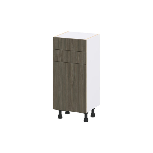 Hugo&Borg Savane 15-in W x 34.5-in H x 14.75-in D Burnt Walnut 2 -Drawers Base Fully Assembled Cabinet Flat Panel Slab