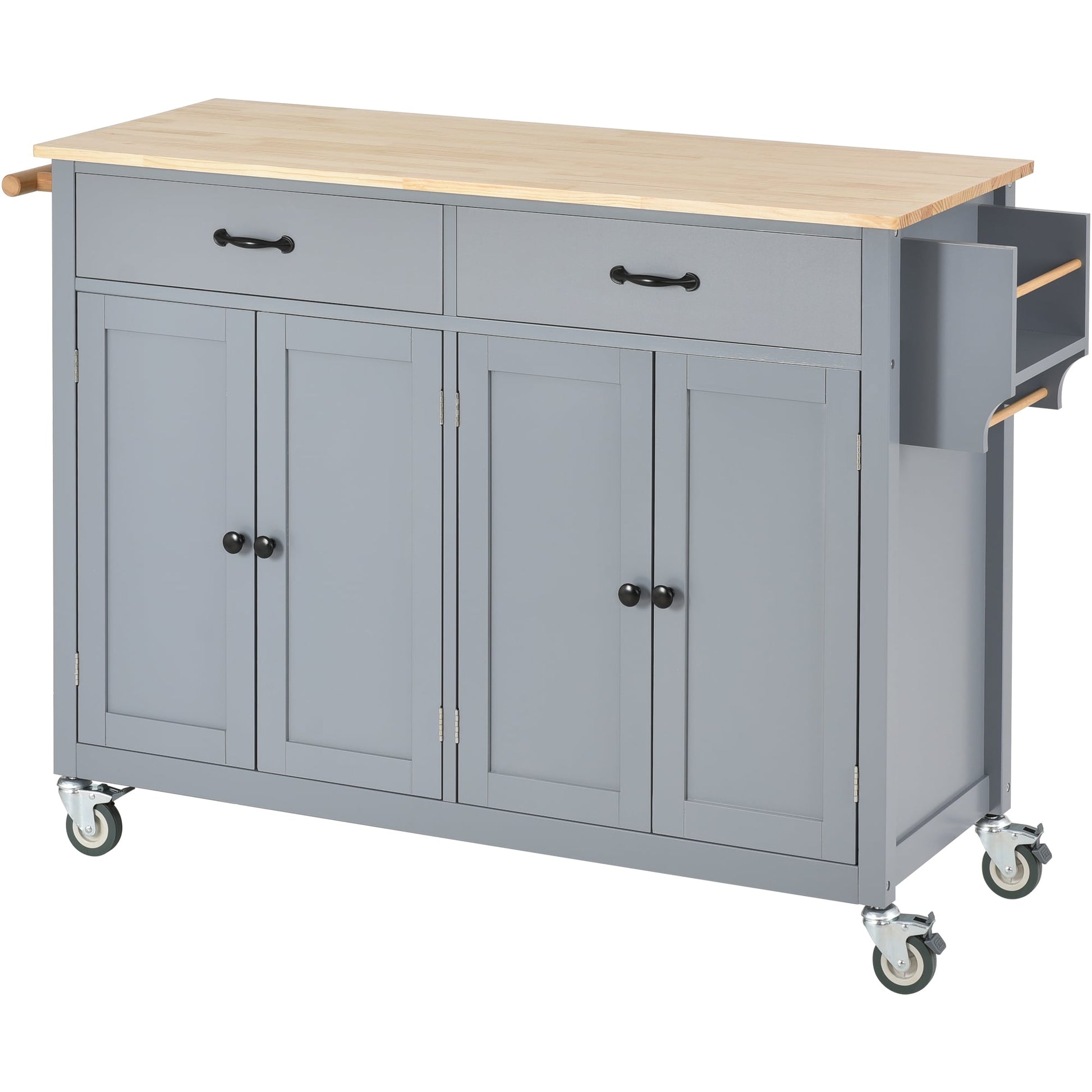 Oaks Decor Gray MDF Base with MDF Rolling Kitchen Island ( 19-in x 54-in x 36-in )