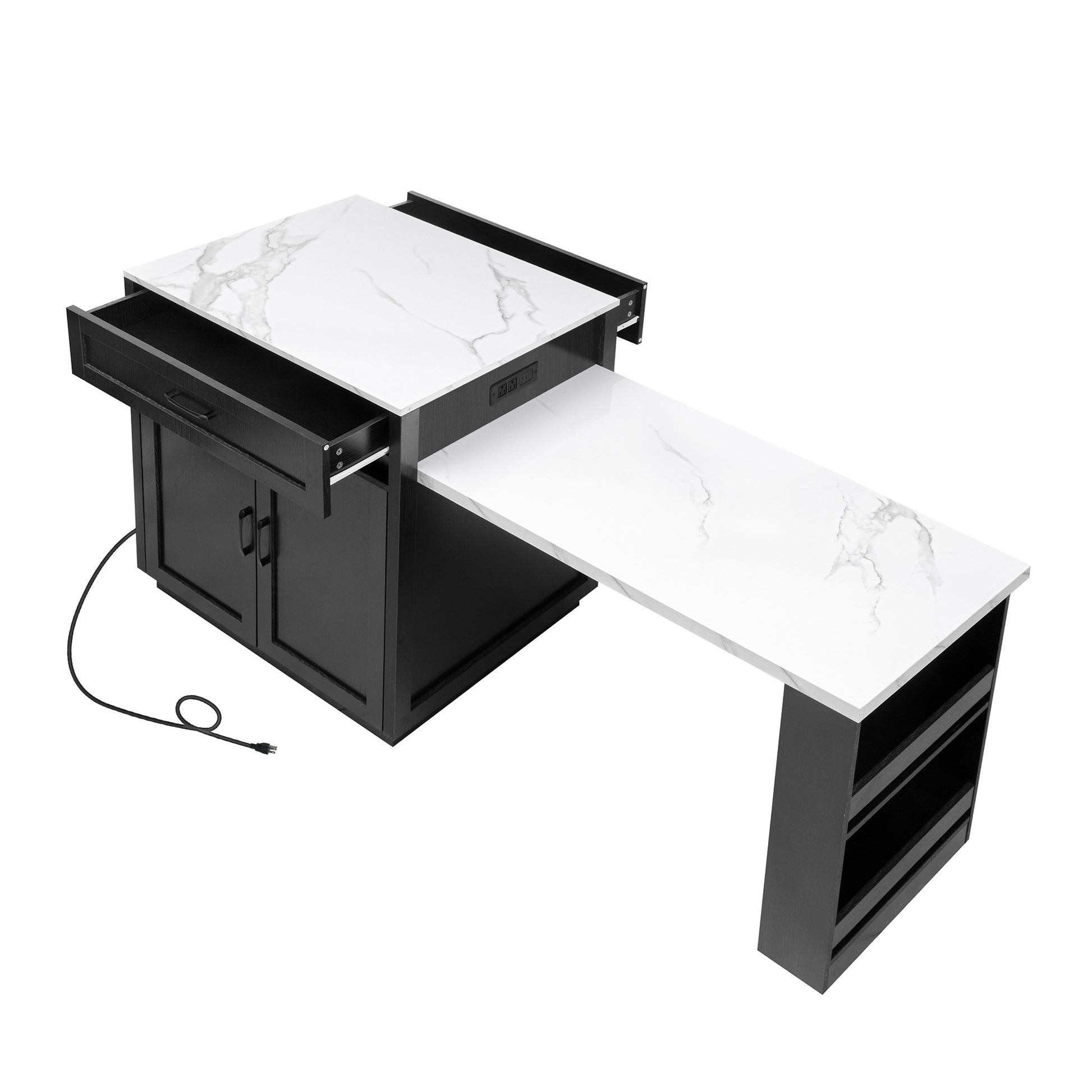 Oaks Decor Black MDF Base with MDF Rolling Kitchen Island ( 28-in x 32-in x 36-in )