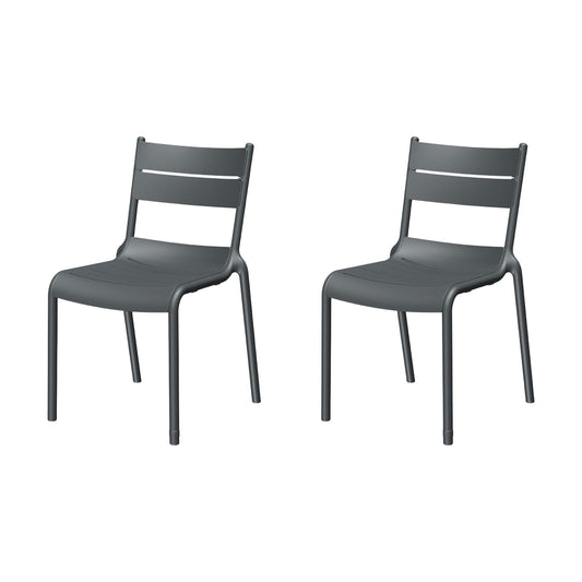 Lagoon Naples Set of 2 Stackable Dark Grey Resin Frame Stationary Dining Chair with Solid Seat