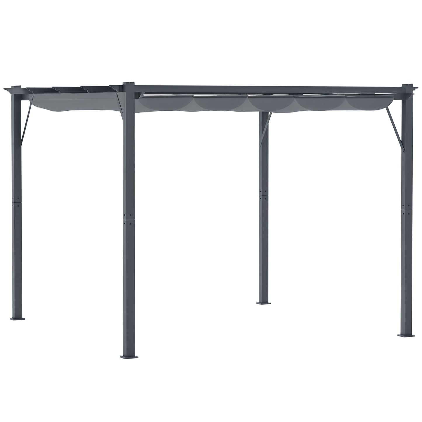 Outsunny  10' x 10' Outdoor Retractable Pergola Canopy Aluminum Patio Pergola Backyard Shade Shelter for Porch Party Garden Grill Gazebo Dark Gray