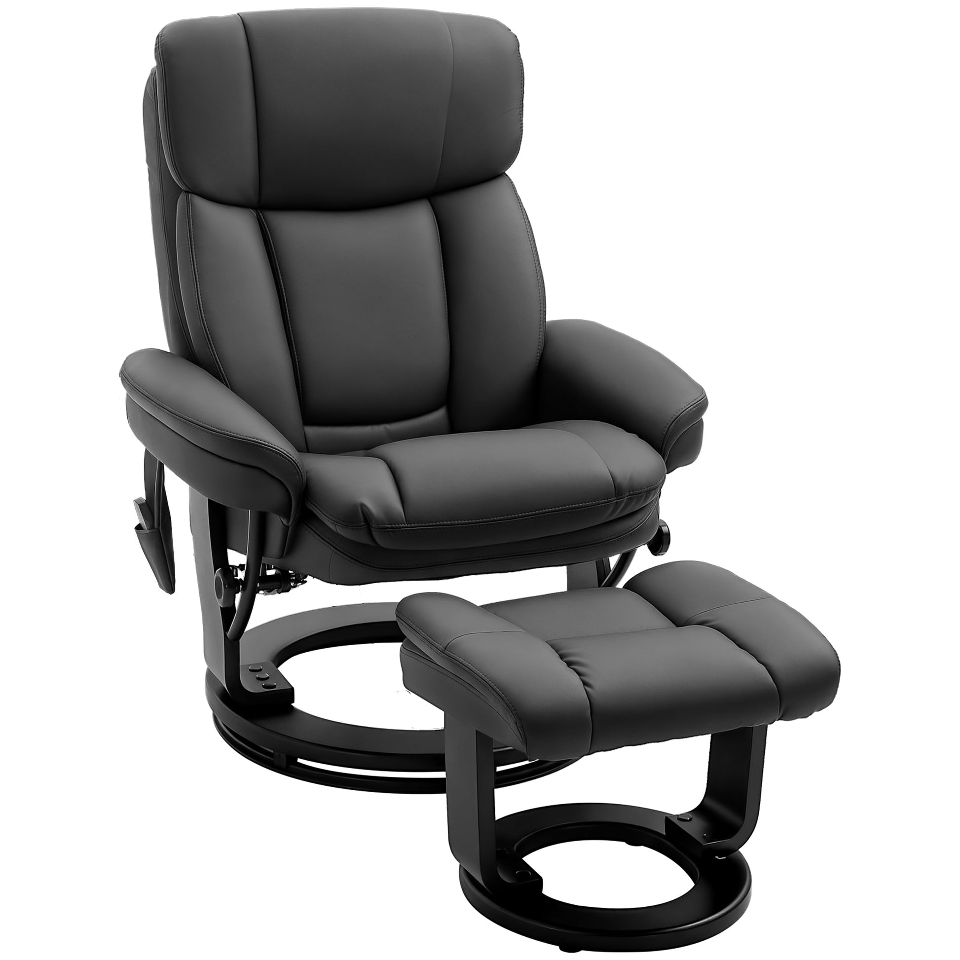 HomCom  PU Leather Massage Recliner Chair with Ottoman 10 Point Vibration Swiveling Armchair  Black