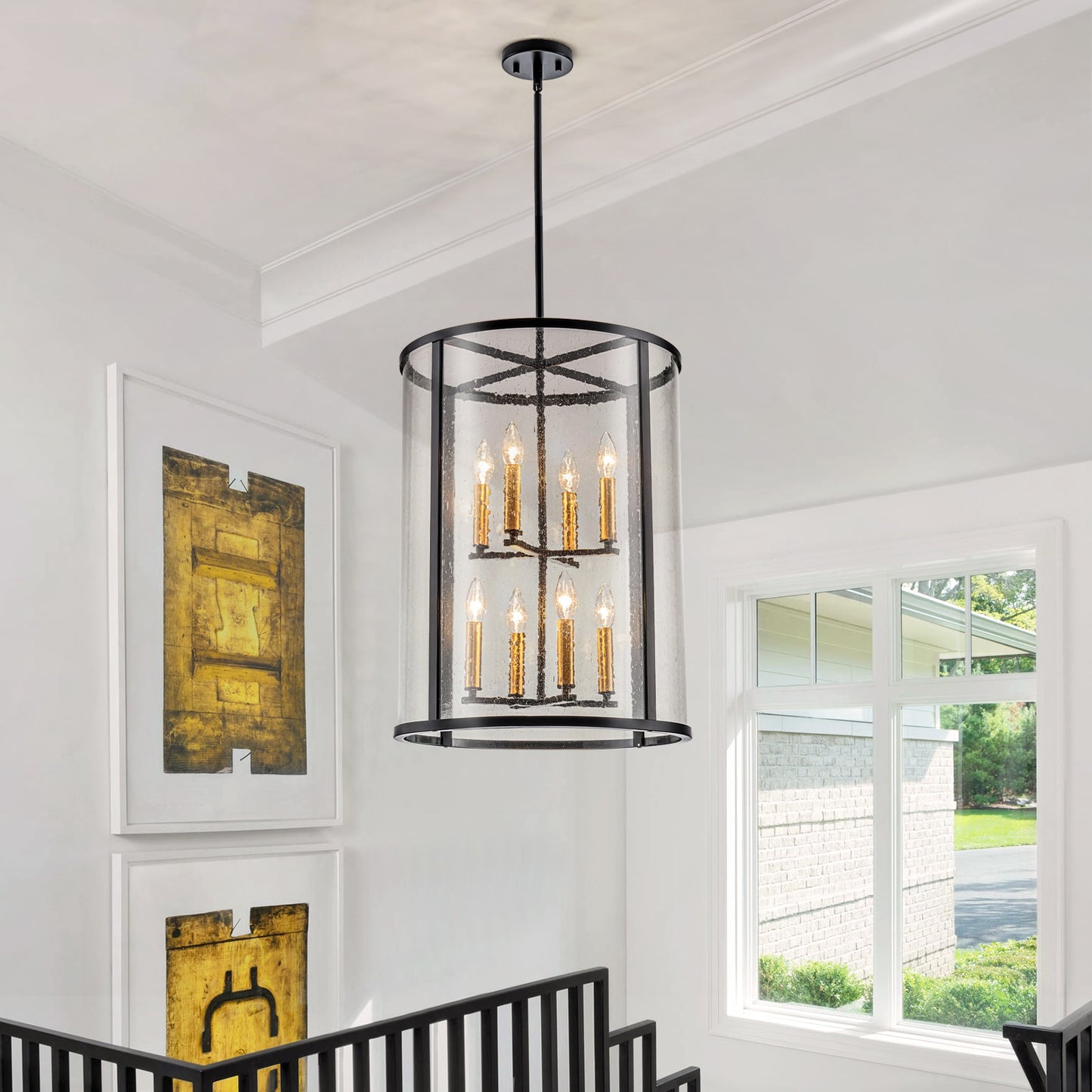 LLHZSY 8 -Light Matte Black Traditional For Use in Bedrooms, Dining Rooms, Foyers, Kitchens, Living Rooms Chandelier