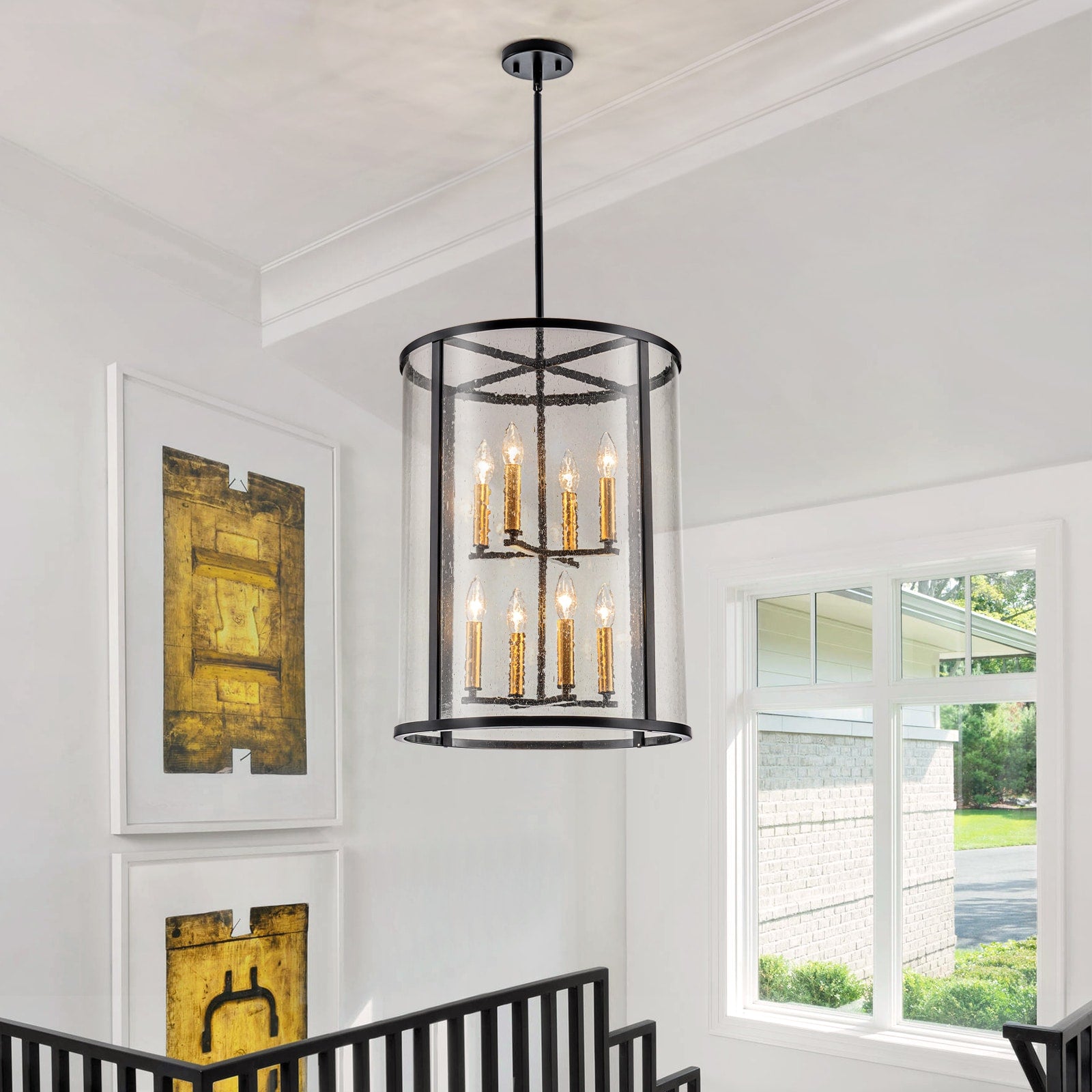 LLHZSY 8 -Light Matte Black Traditional For Use in Bedrooms, Dining Rooms, Foyers, Kitchens, Living Rooms Chandelier