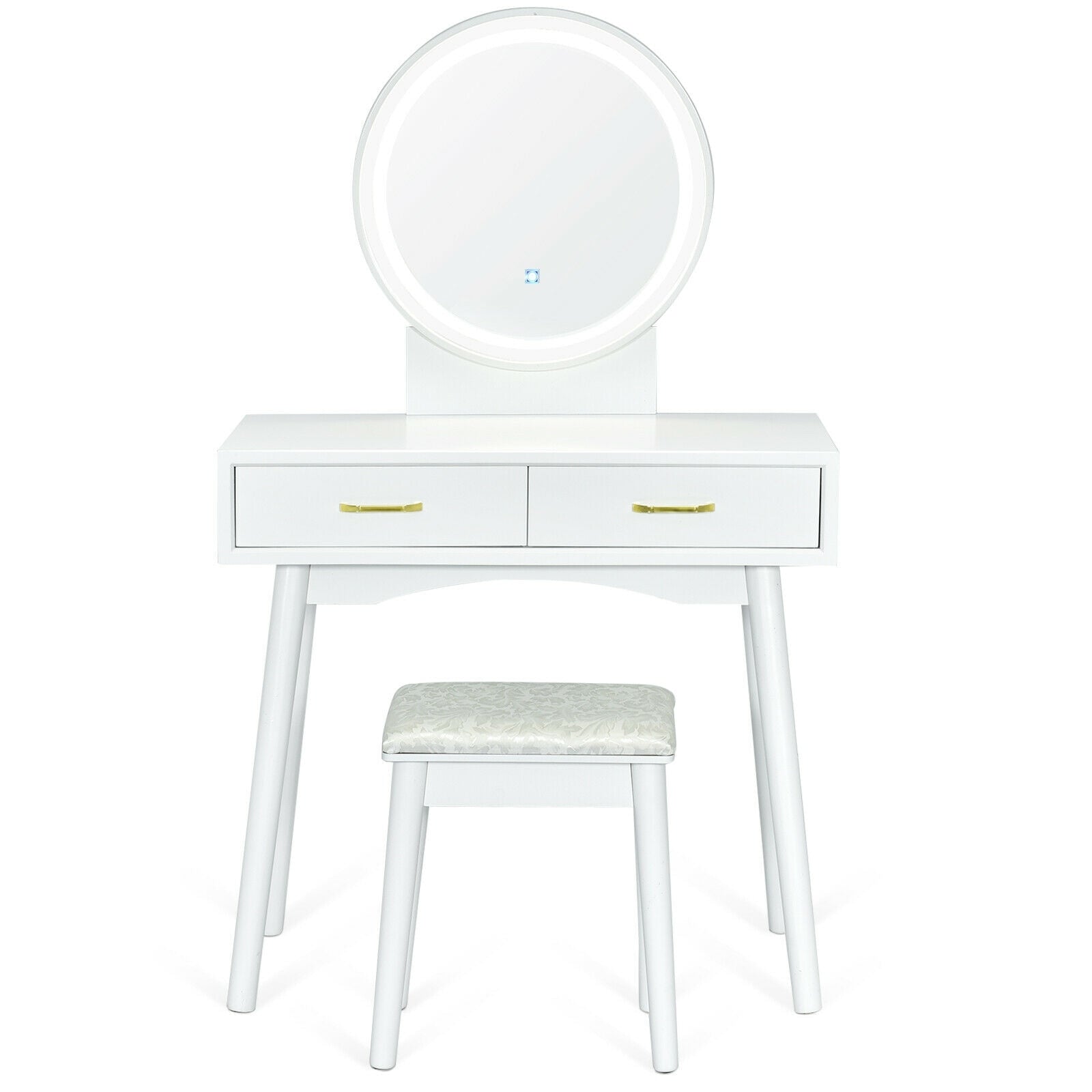 Slickblue 32-In White Makeup Vanity with LED Light Mirror and Drawers for Bedroom or Walk-In Closet