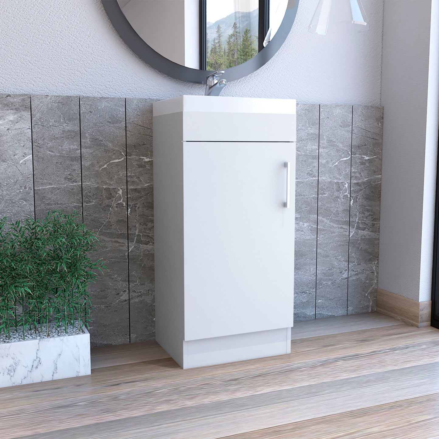 Tatayosi Bathroom Vanity with SInk Single Door Cabinet White