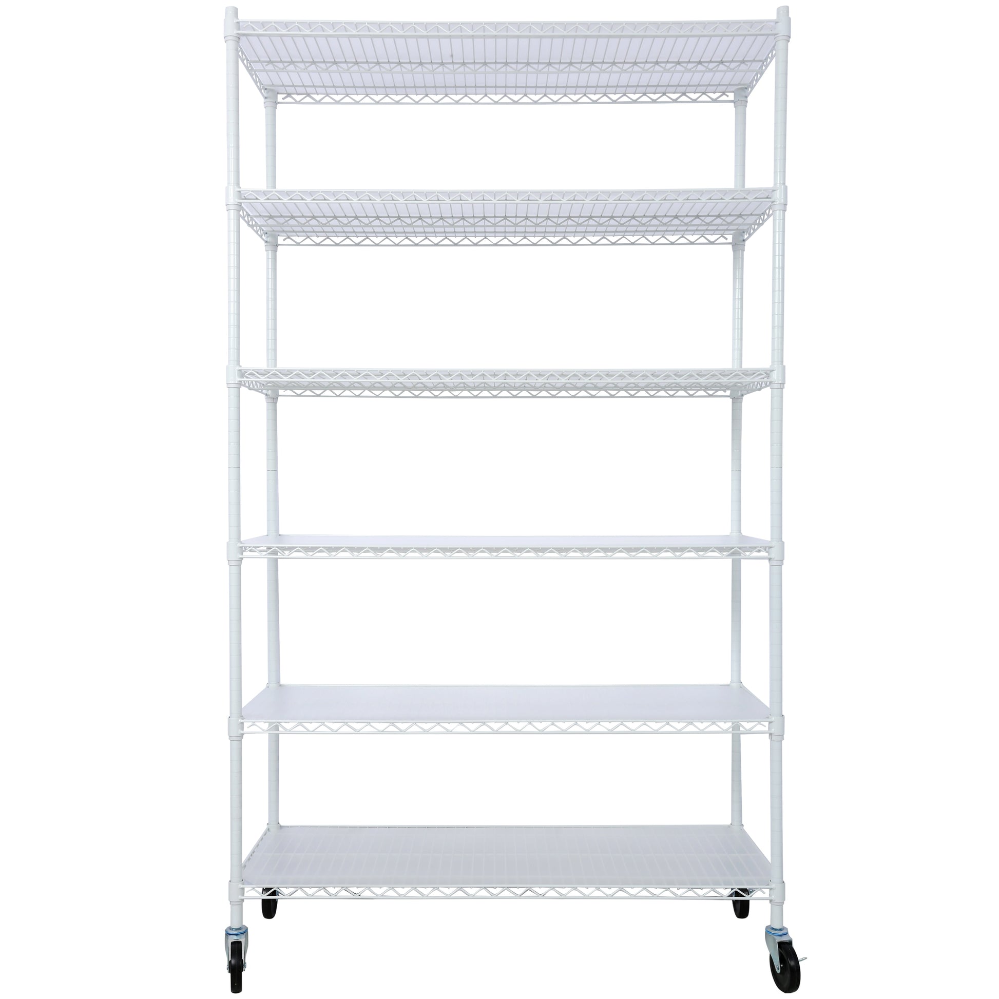 Tatayosi 6 Tier 6000lbs Capacity NSF Metal Shelf Wire Shelving Unit Heavy Duty Adjustable Storage Rack with Wheels  Shelf Liners for Commercial Grade Utility Steel Storage Rack white - 84inchesH x 48inchesL x 20inchesD