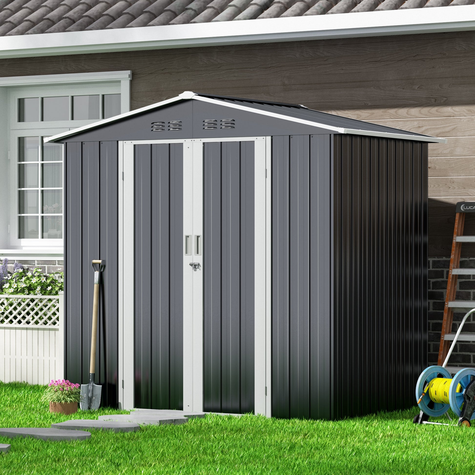 Jaxpety 6-ft x 4-ft Galvanized steel Metal Storage Shed