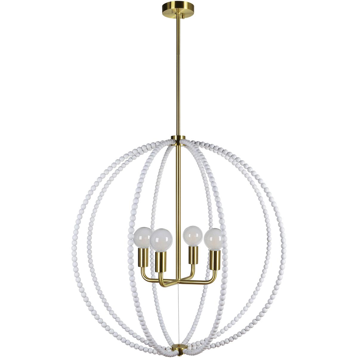 Renwil  LPC4465 Basil LED 31 inch White and Plated Satin Brass Chandelier Ceiling Light