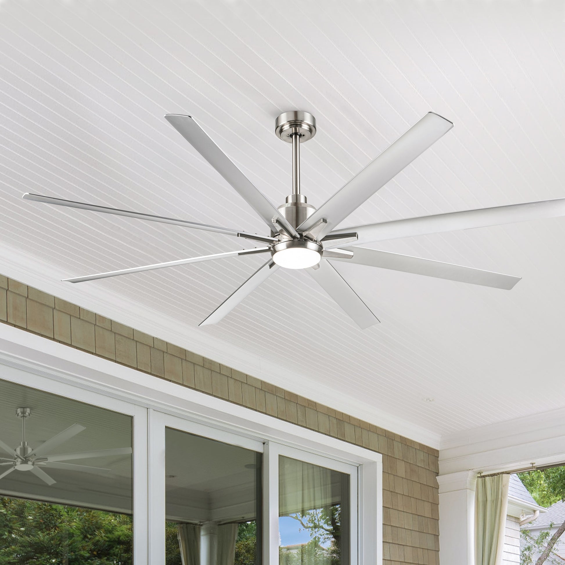 Tatayosi Smart 72inch Integrated LED Ceiling Fan with Silver Blades in Brushed Nickel Finish