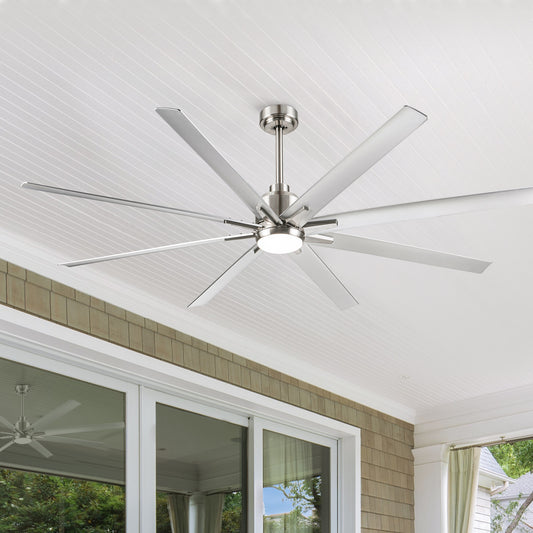 Tatayosi Smart 72inch Integrated LED Ceiling Fan with Silver Blades in Brushed Nickel Finish