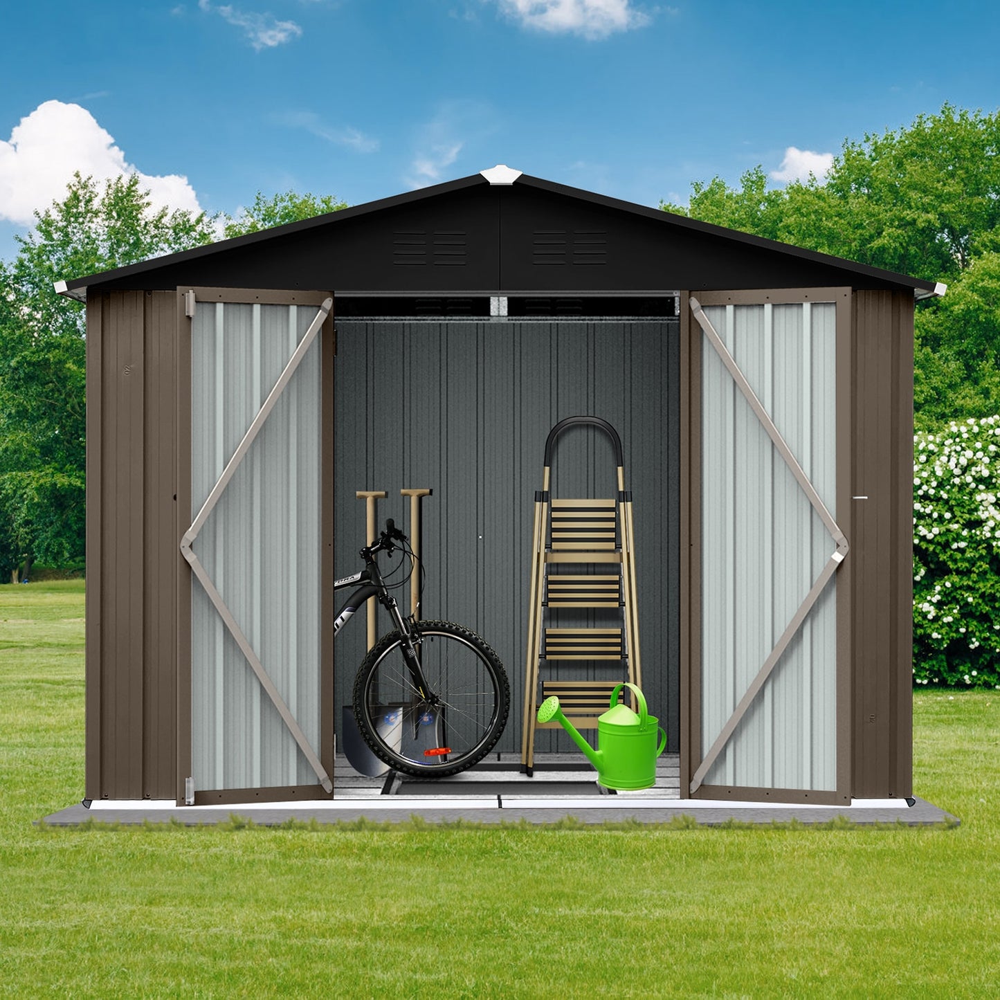 GZMR 8-ft x 6-ft Outdoor Metal Storage Sheds Galvanized steel Metal Storage Shed