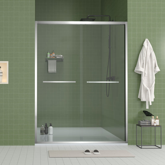 LOVMOR 56 to 60 inch x70 inch Aluminum Frame Double Sliding Shower Door Bypass Bathroom Sliding Door with Premium 8mm Clear Tempered Glass Chrome Hardware Sliding Glass Shower Enclosure Chrome Finished