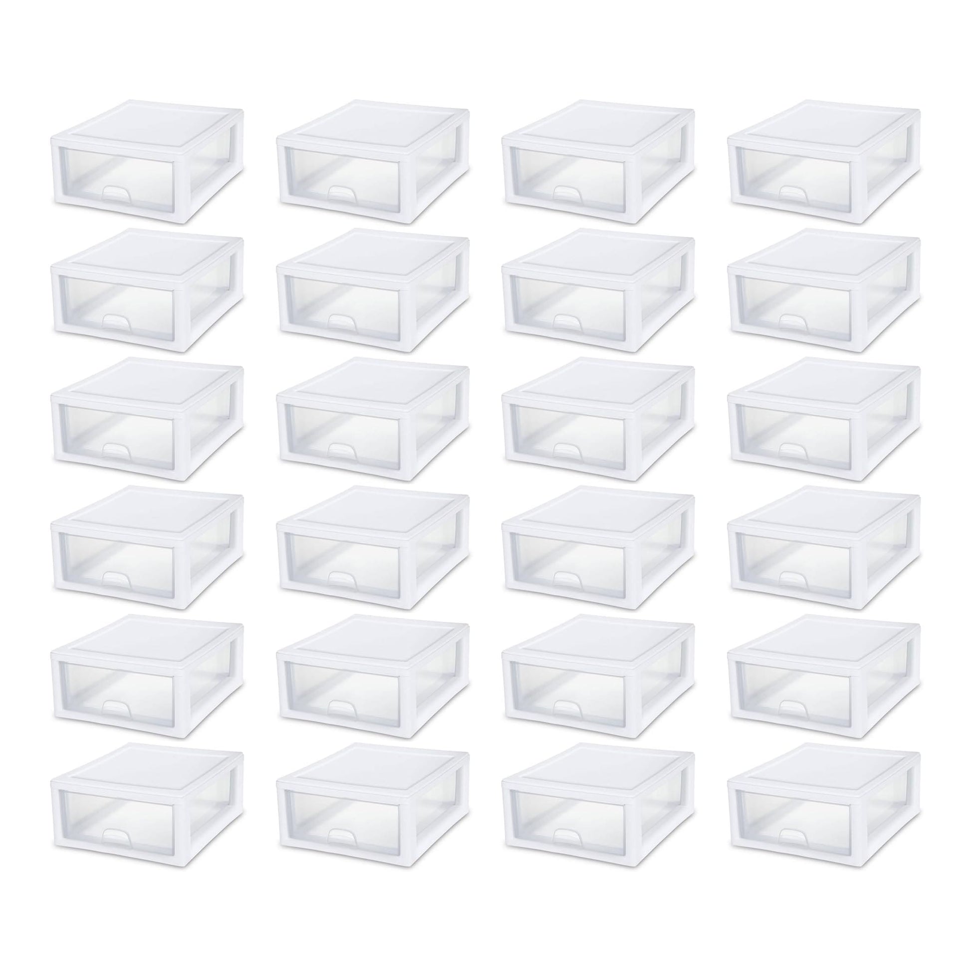 Sterilite  24-Pack 16 Quart Clear Stacking Drawer - Versatile Storage Organizer with White Frame