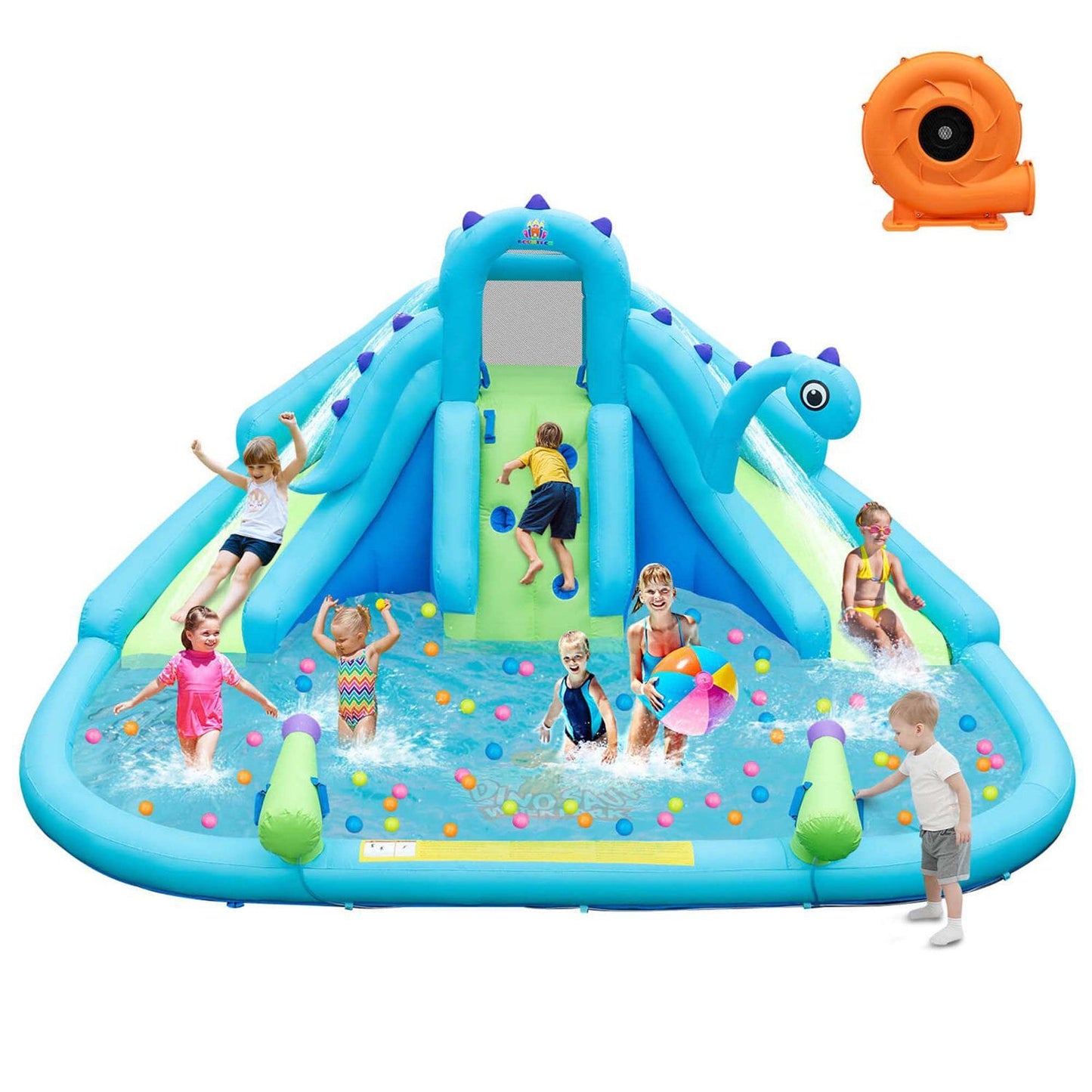 Costway  Inflatable Water Slide Blowup Water Park with Dual Slides and 584W Blower