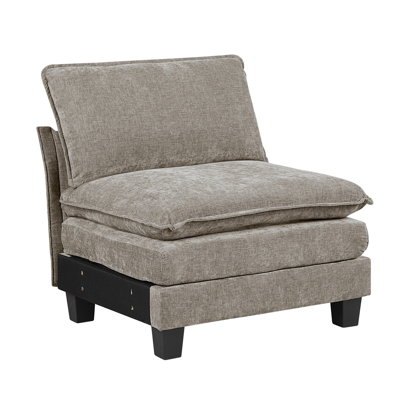 LOVMOR Modern Style Armless Chair Chenille Fabric Upholstery Contemporary Living Room Furniture 1pc Durable Plywood Plush Comfort