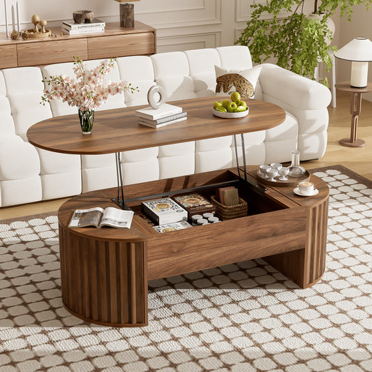 ModernLuxe 47.2inchLift Top Coffee Table with Hidden Compartment Partially Assembled Wooden Center Table Modern Oval Lift Tabletop for Home Living Room
