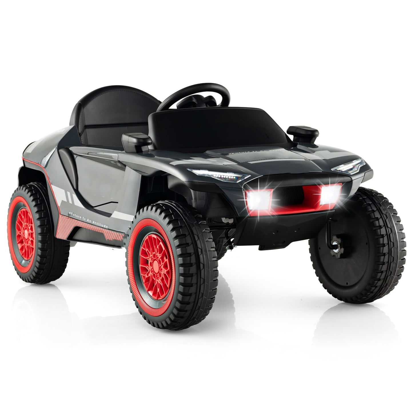 Slickblue 12V Kids Ride On Car (Battery Included and Charger Included) with Remote Control Three Speeds and Lockable Doors - Gray