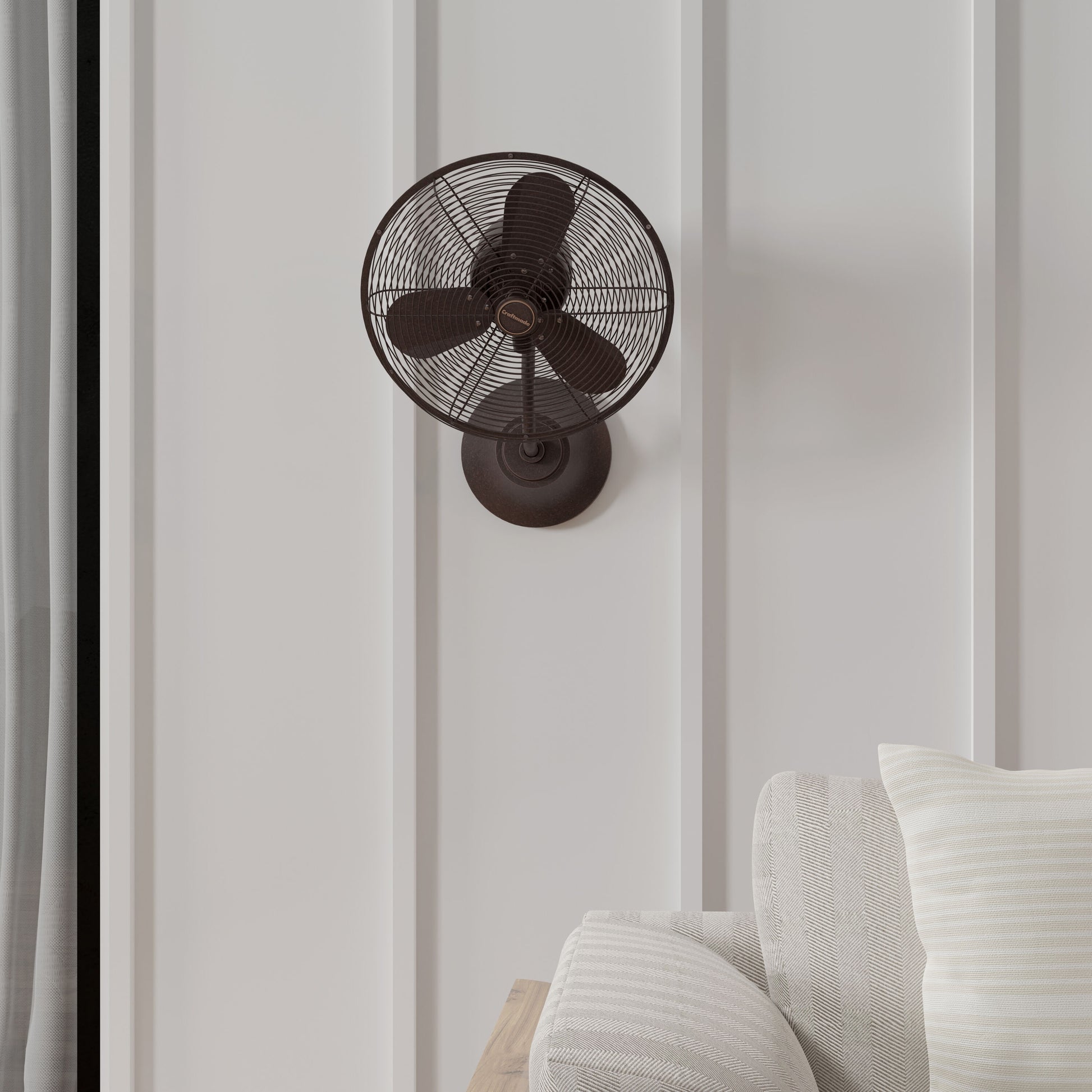 Craftmade Bellows I 14-in Textured aged bronze with Aged bronze Blades Covered Outdoor Flush Mount Ceiling Fan Without Light 3 -Blade