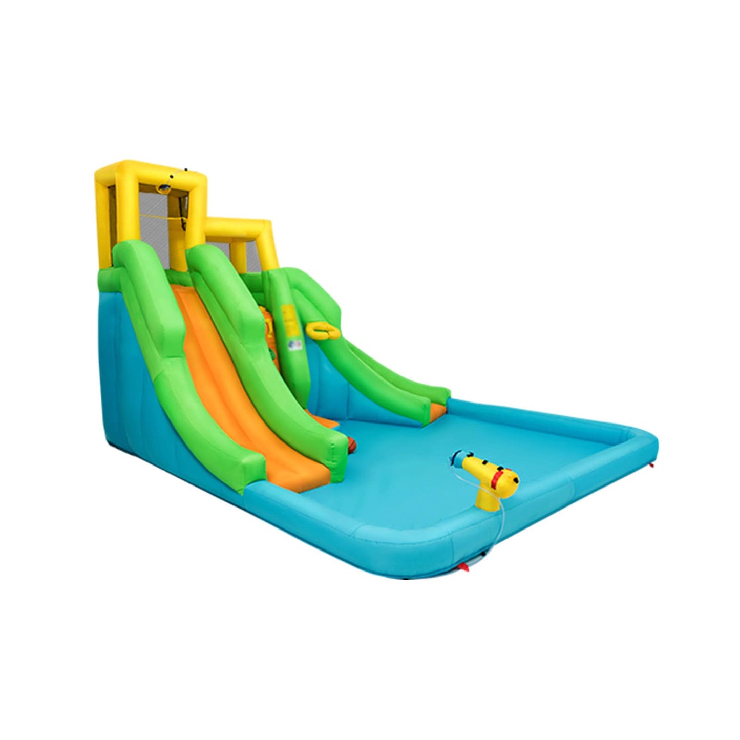 Slickblue Kids Inflatable Water Park â€“ 157.5-Inch Oxford Cloth Bounce House with Slides and Splash Pool - Multicolor for Outdoor Fun