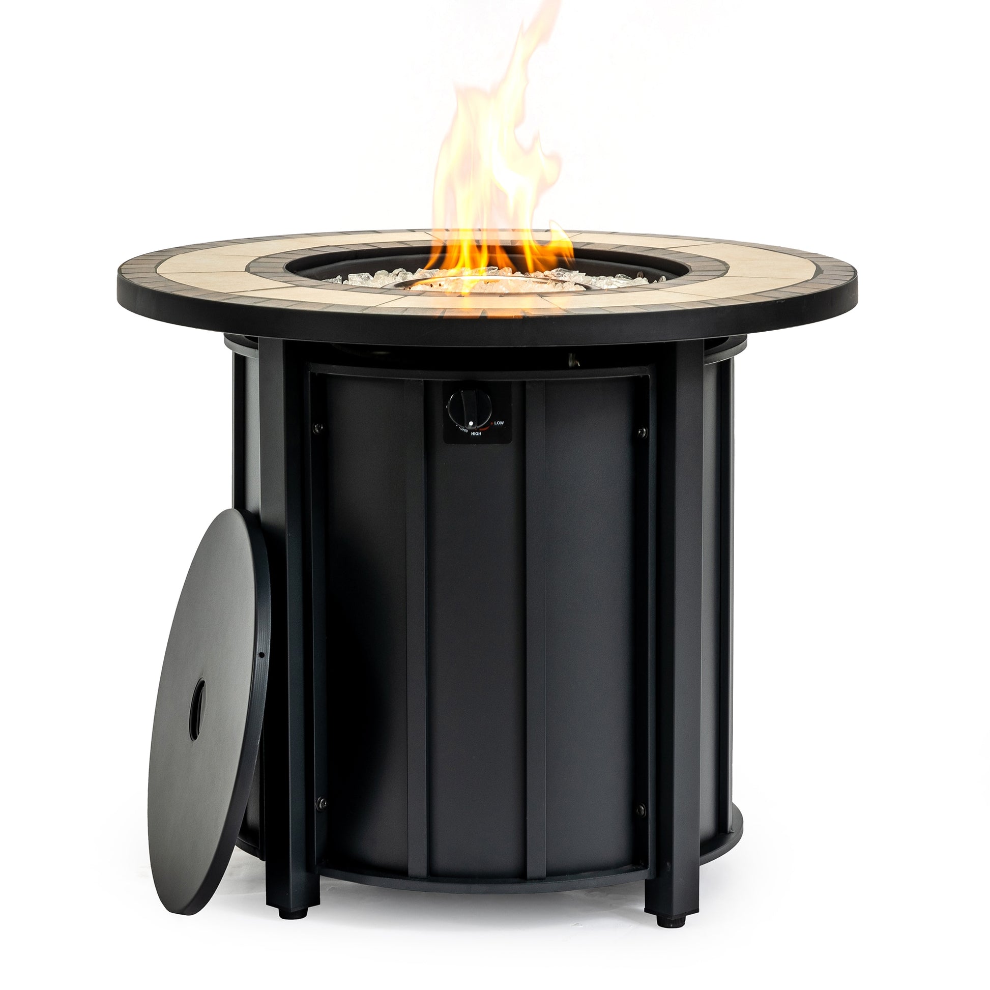 SINOFURN 30-in W 40000 Maximum BTUs Steel Round Liquid propane Fire pit table