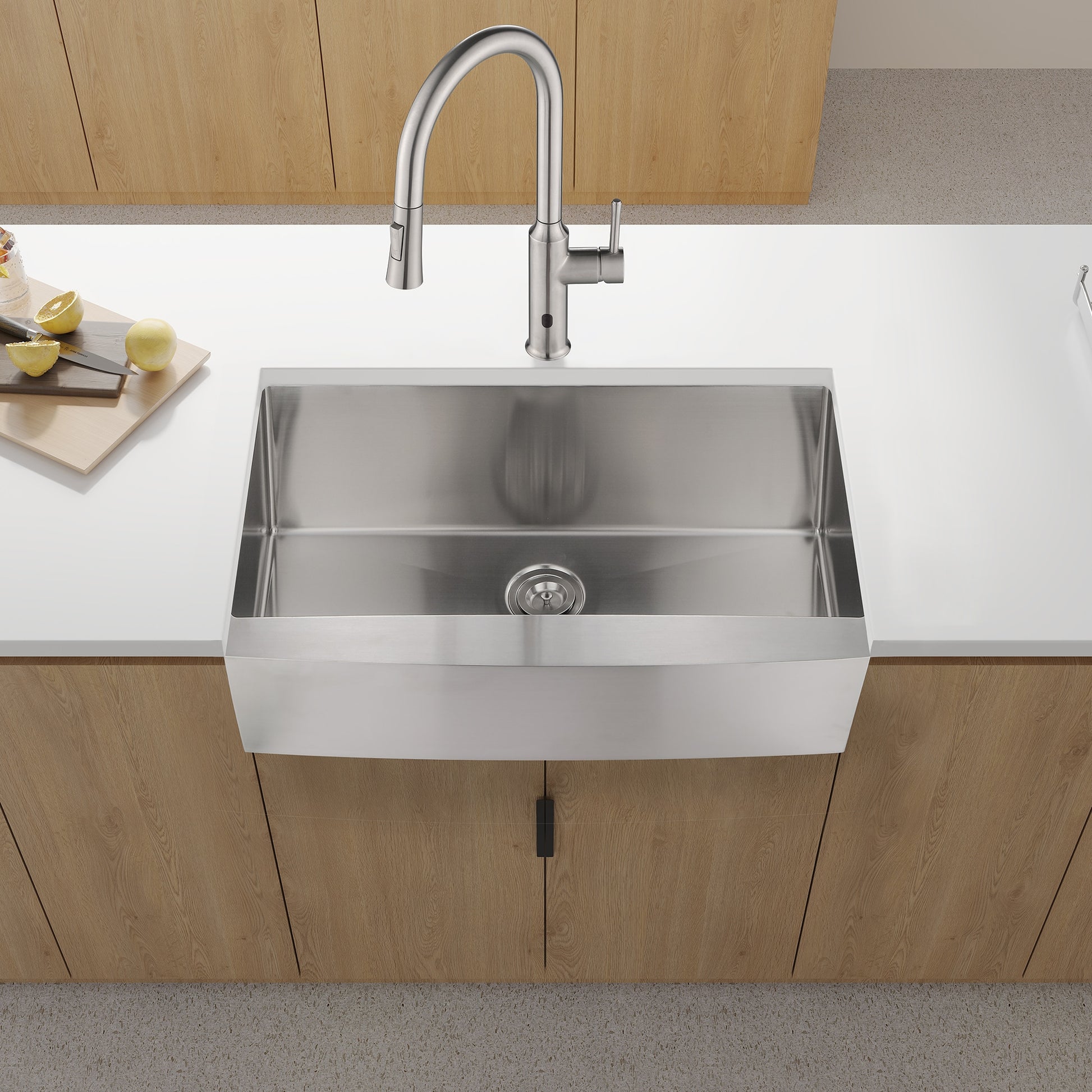 Tatayosi 33 Inch Farmhouse Apron Stainless Steel Kitchen Sink with Brushed Finish