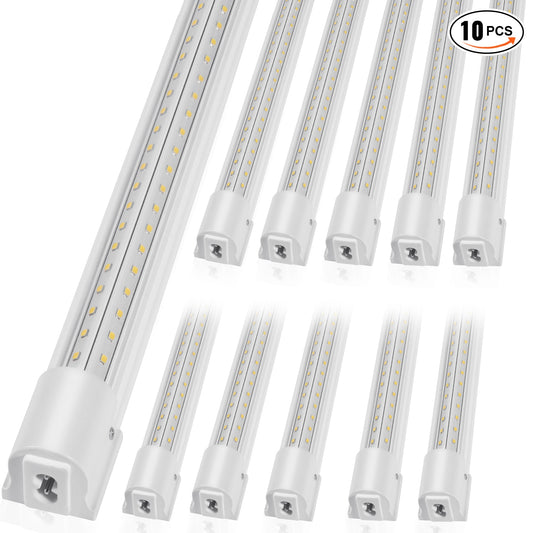 VEVOR 10 Pack LED Shop Light  8 FT  80W Linkable Shop Light Fixture  10000 LM Ceiling Lights 59 in Power Cords with ON/OFF Switch 48 in Connector Cables  for Garage Warehouse Home Workkshop and Office