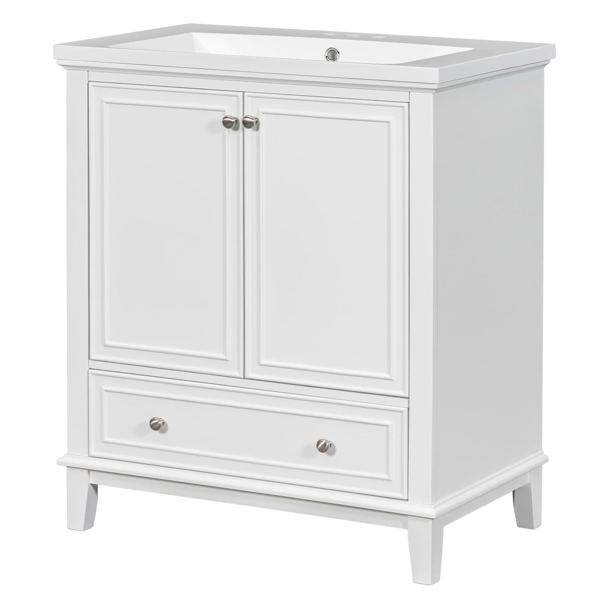 Vynxaria  30 Inch Bathroom Vanities White Vanity Hutch with Dual Doors Drawer  Adjustable Shelf 34 Inch H