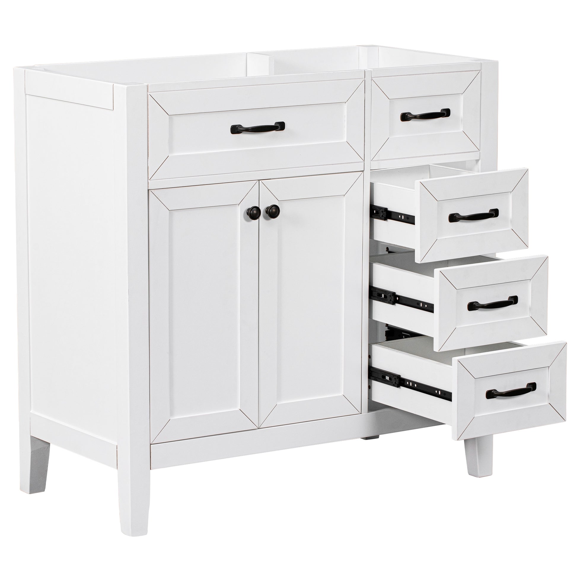 GDFStudio 36 Inches Bathroom Vanity without Sink Cabinet Base Only Bathroom Cabinet with Drawers Solid Frame and MDF Board White