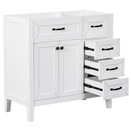 GDFStudio 36 Inches Bathroom Vanity without Sink Cabinet Base Only Bathroom Cabinet with Drawers Solid Frame and MDF Board White