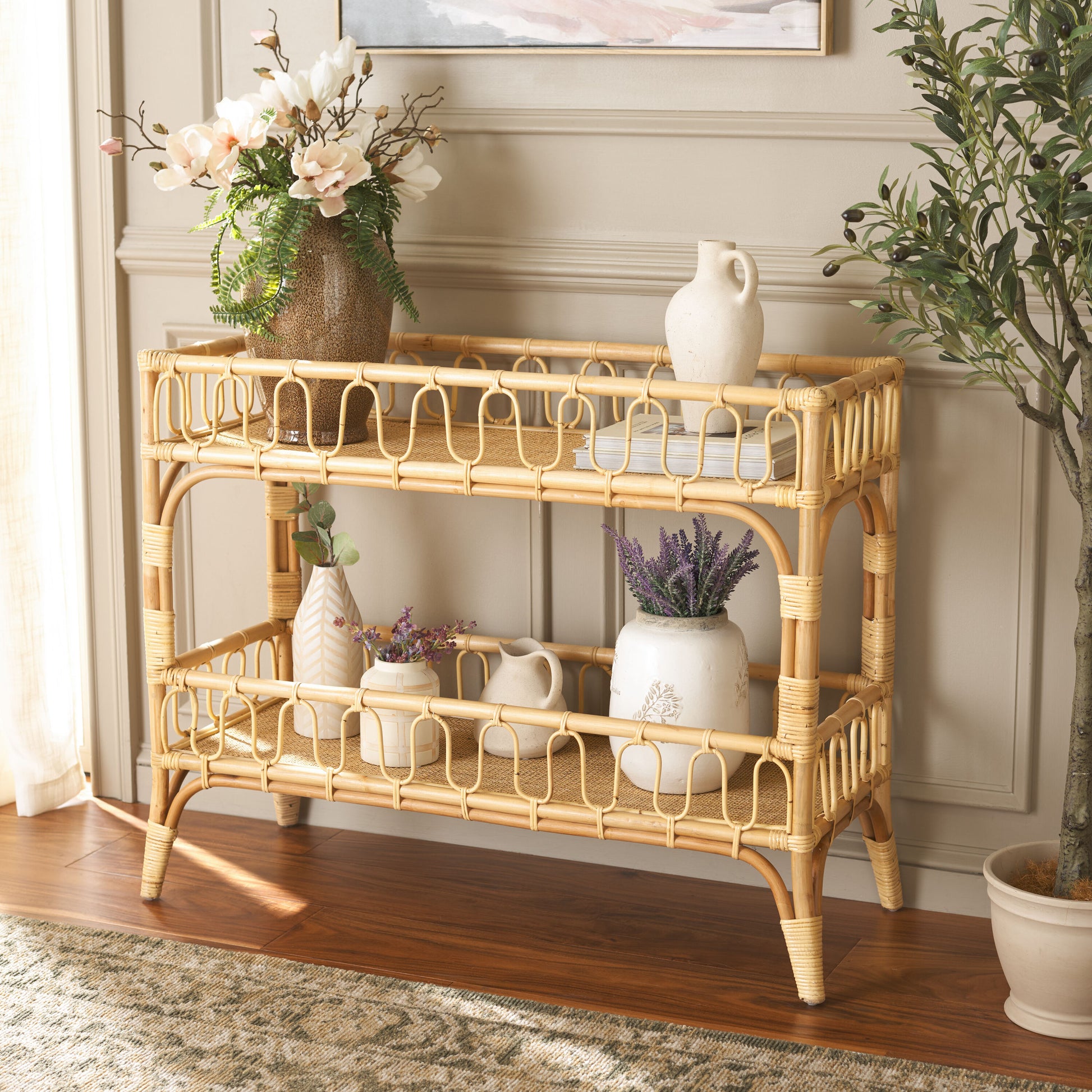 Safavieh Coastal Rectangular Wicker Nc Coating 40.95-in W x 31.5-in H Console table