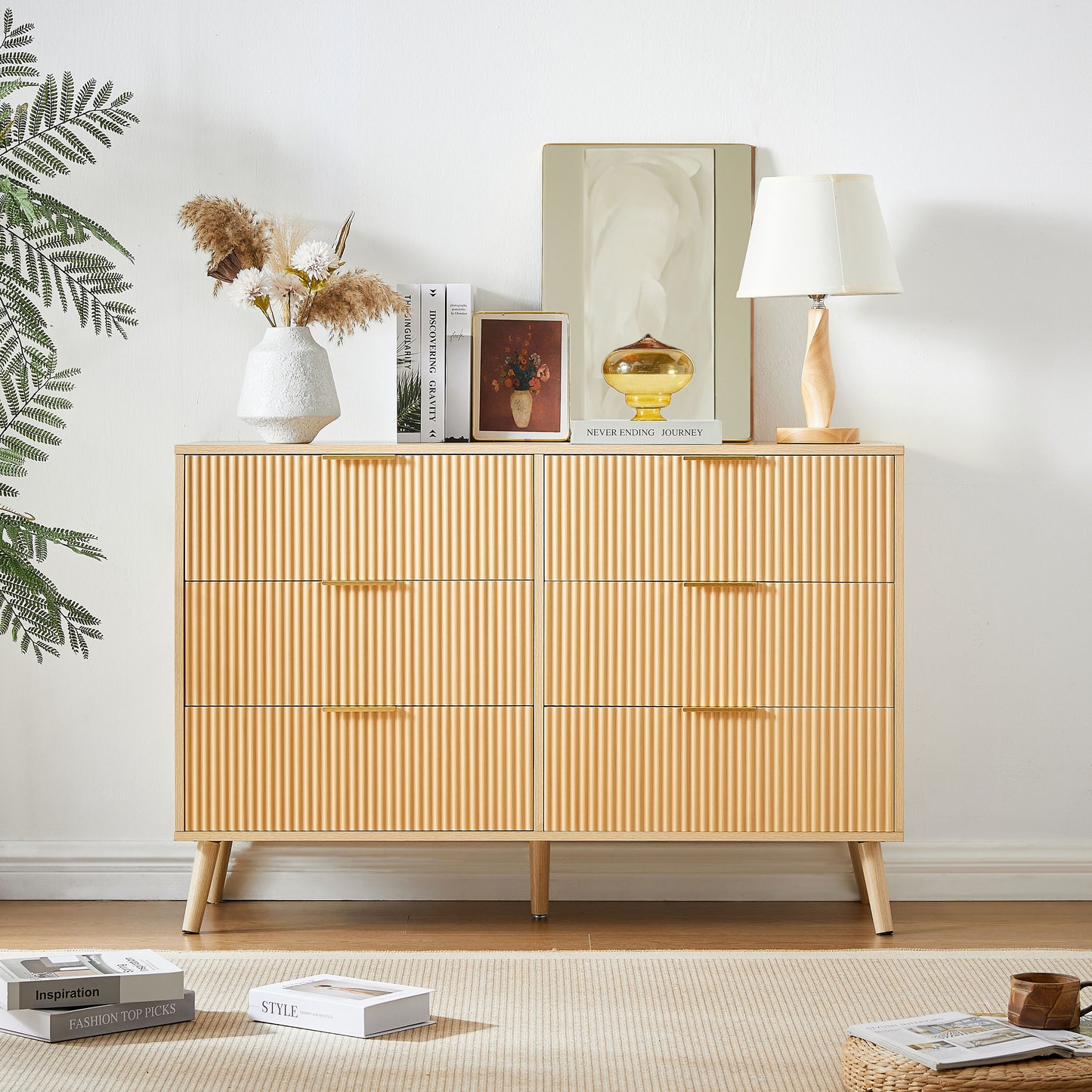 Tatayosi Natural  Bedroom Dresserouble Dressers with Wavy Drawers Wooden Chest of Drawers for Childrens Room Living Room Entrance and Hallway