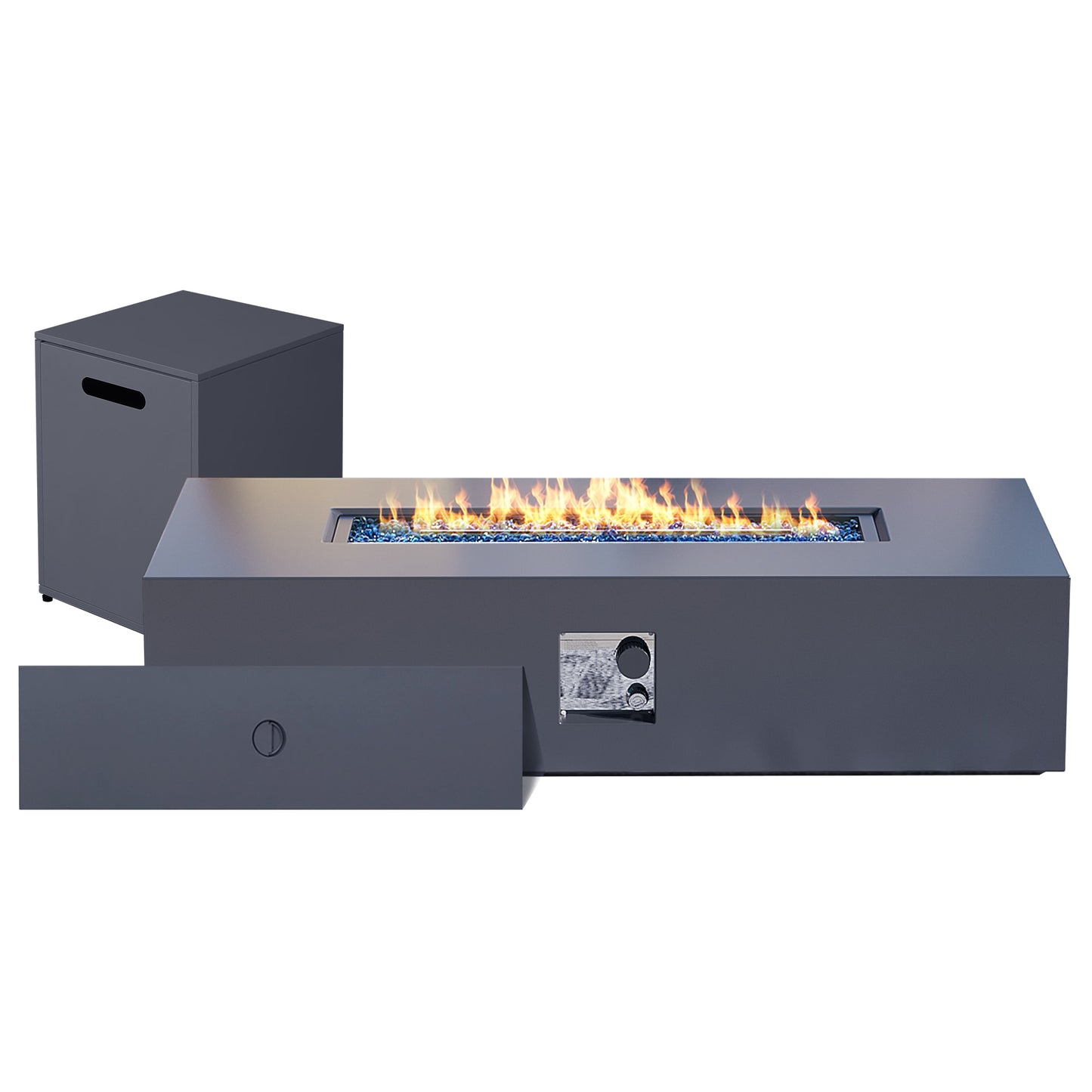 Patio Watcher 56-in W 50000 Maximum BTUs Iron Rectangle Liquid propane Fire pit table