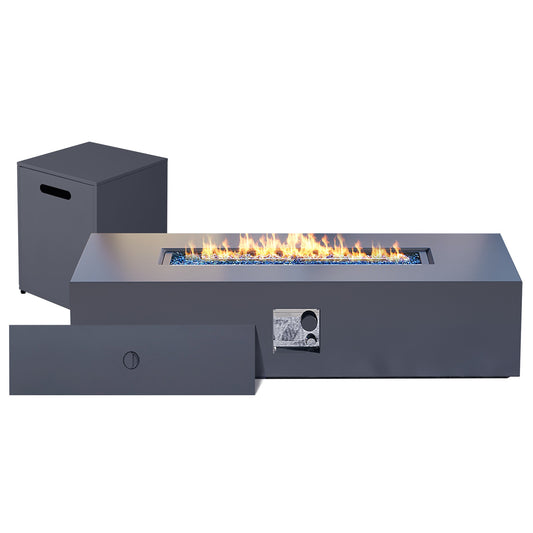 Patio Watcher 56-in W 50000 Maximum BTUs Iron Rectangle Liquid propane Fire pit table