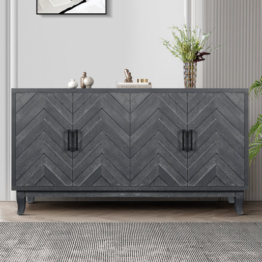 Tatayosi Stronger Vintage Style Buffet Cabinet; Lacquered Accent Storage 4 Door Wooden Cabinets;Thickened Sideboard Storage Cabinet for Entryway; Living Room;Taupe Grey