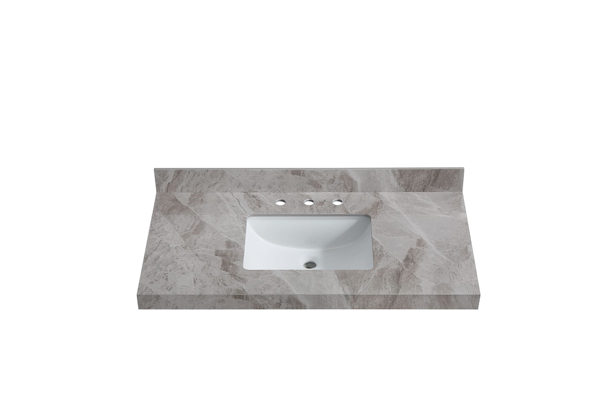 HomLux 43-in x 22-in Italian Grey Porcelain Stone Undermount Single Sink 8-in Widespread Faucet Mount Bathroom Vanity Top