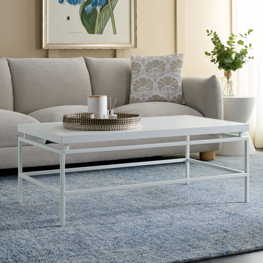 Safavieh Industrial Faux marble Snow Mountain Paper Veneer/Powder Coated 43.3-in W x 16.9-in H Coffee Table